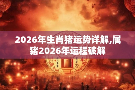 2026年生肖猪运势详解,属猪2026年运程破解