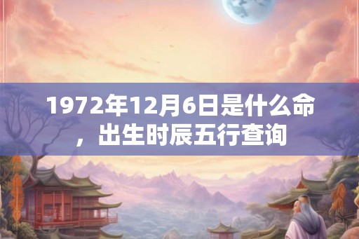1972年12月6日是什么命，出生时辰五行查询