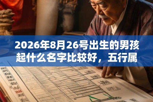 2026年8月26号出生的男孩起什么名字比较好，五行属什么