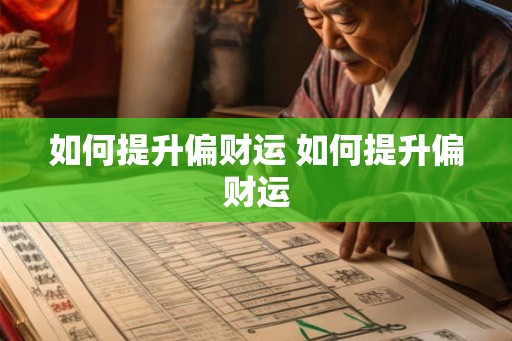 如何提升偏财运 如何提升偏财运