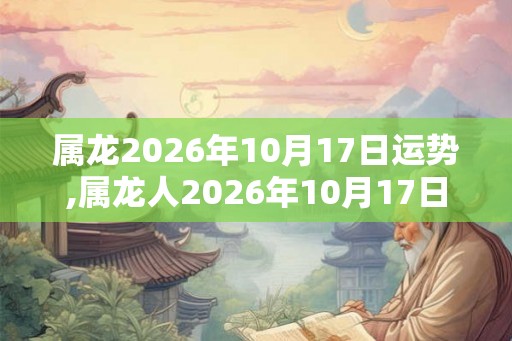 属龙2026年10月17日运势,属龙人2026年10月17日财运,生肖龙2026年10月17日运势 属龙2026年10月17日运势,属龙人2026年10月17日财运,生肖龙2026年10月17日运势