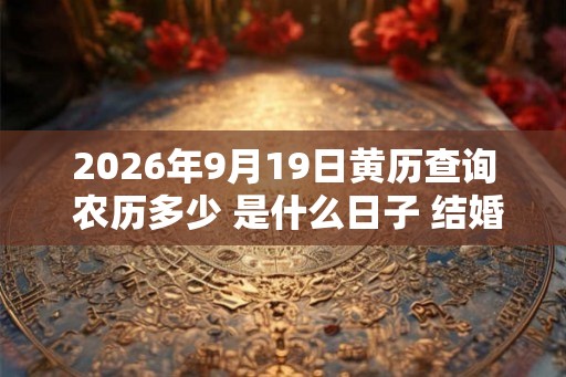 2026年9月19日黄历查询 农历多少 是什么日子 结婚吉时