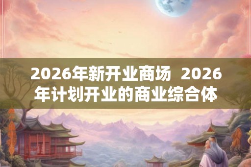 2026年新开业商场  2026年计划开业的商业综合体