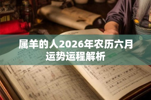 属羊的人2026年农历六月运势运程解析