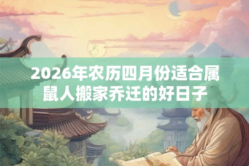 2026年农历四月份适合属鼠人搬家乔迁的好日子