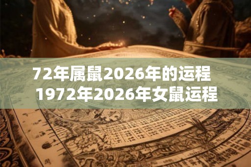 72年属鼠2026年的运程  1972年2026年女鼠运程