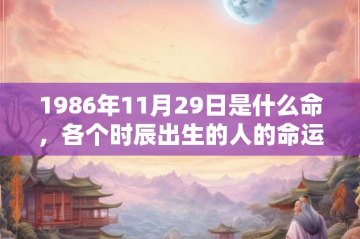 1986年11月29日是什么命，各个时辰出生的人的命运