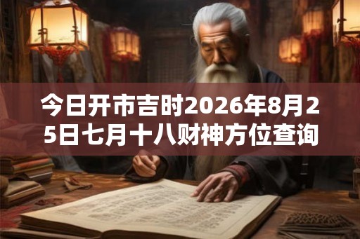 今日开市吉时2026年8月25日七月十八财神方位查询
