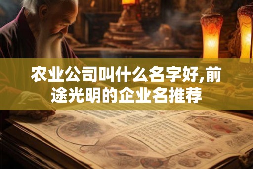 农业公司叫什么名字好,前途光明的企业名推荐