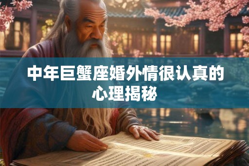 中年巨蟹座婚外情很认真的心理揭秘