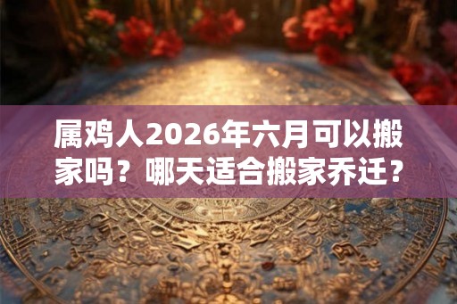 属鸡人2026年六月可以搬家吗？哪天适合搬家乔迁？