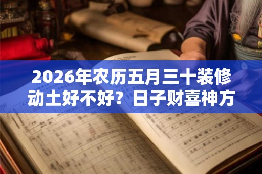 2026年农历五月三十装修动土好不好？日子财喜神方位？