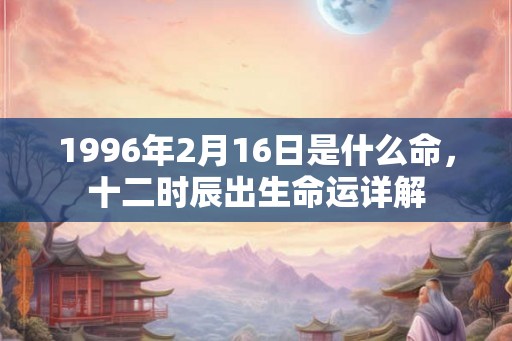 1996年2月16日是什么命，十二时辰出生命运详解