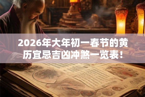 2026年大年初一春节的黄历宜忌吉凶冲煞一览表！
