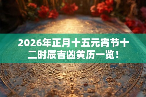 2026年正月十五元宵节十二时辰吉凶黄历一览！