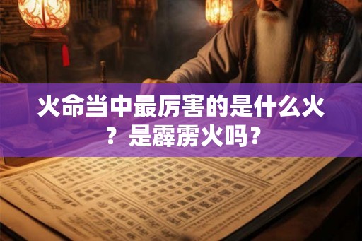 火命当中最厉害的是什么火？是霹雳火吗？