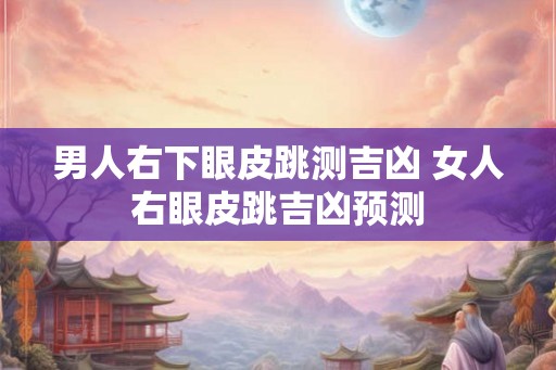 男人右下眼皮跳测吉凶 女人右眼皮跳吉凶预测