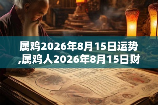 属鸡2026年8月15日运势,属鸡人2026年8月15日财运,生肖鸡2026年8月15日运势