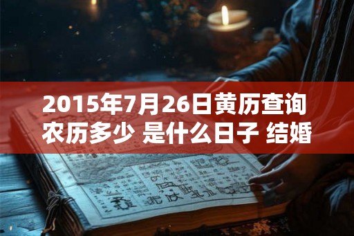 2015年7月26日黄历查询 农历多少 是什么日子 结婚吉时 2015年7月26日黄历查询 农历多少 是什么日子 结婚吉时