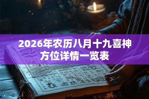 2026年农历八月十九喜神方位详情一览表