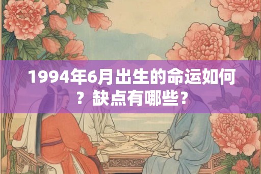 1994年6月出生的命运如何？缺点有哪些？