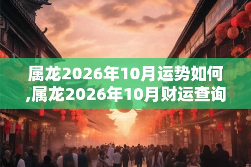 属龙2026年10月运势如何,属龙2026年10月财运查询 属龙2026年10月运势如何,属龙2026年10月财运查询