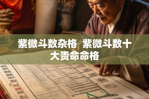 紫微斗数杂格  紫微斗数十大贵命命格