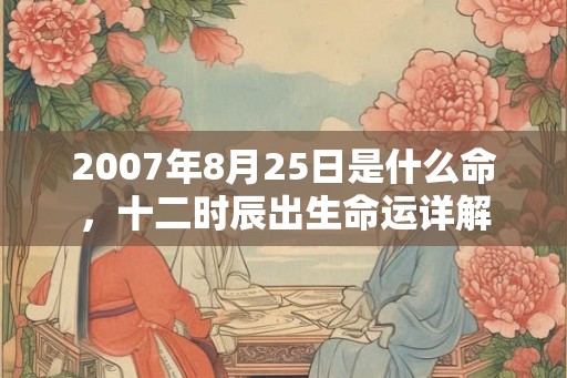 2007年8月25日是什么命,十二时辰出生命运详解 2007年8月25日是什么命,十二时辰出生命运详解