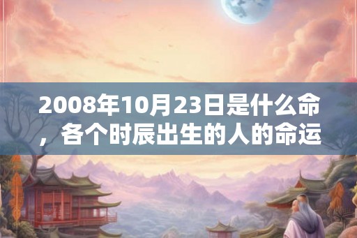 2008年10月23日是什么命，各个时辰出生的人的命运