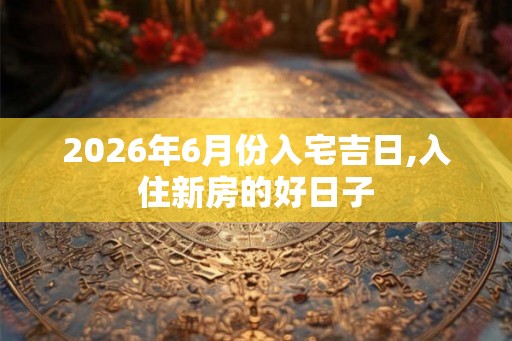 2026年6月份入宅吉日,入住新房的好日子