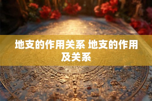 地支的作用关系 地支的作用及关系