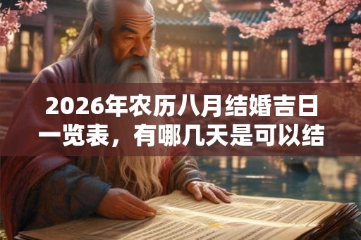 2026年农历八月结婚吉日一览表，有哪几天是可以结婚的？