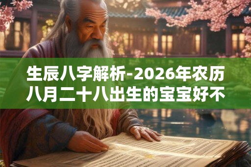 生辰八字解析-2026年农历八月二十八出生的宝宝好不好