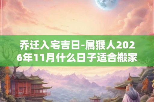 乔迁入宅吉日-属猴人2026年11月什么日子适合搬家进新居 乔迁入宅吉日-属猴人2026年11月什么日子适合搬家进新居