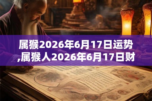 属猴2026年6月17日运势,属猴人2026年6月17日财运,生肖猴2026年6月17日运势