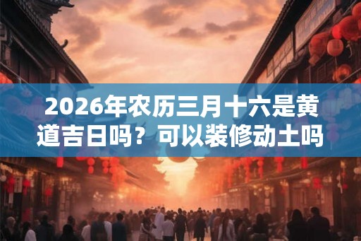 2026年农历三月十六是黄道吉日吗？可以装修动土吗？