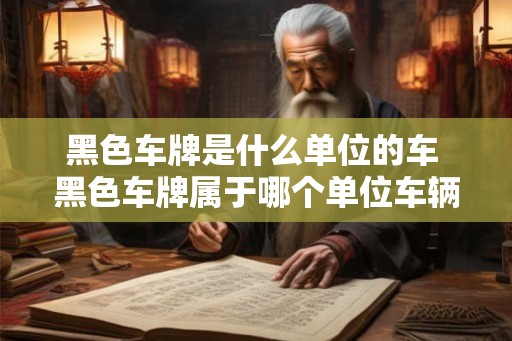 黑色车牌是什么单位的车 黑色车牌属于哪个单位车辆