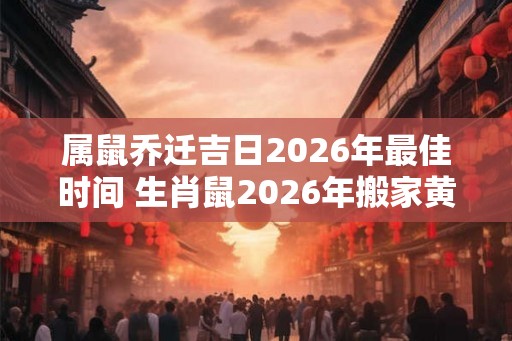 属鼠乔迁吉日2026年最佳时间 生肖鼠2026年搬家黄道吉日查询