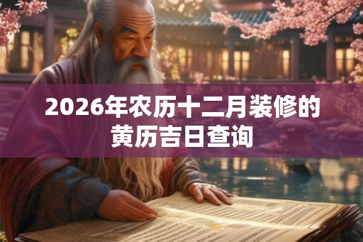 2026年农历十二月装修的黄历吉日查询