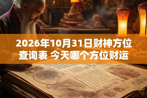 2026年10月31日财神方位查询表 今天哪个方位财运好