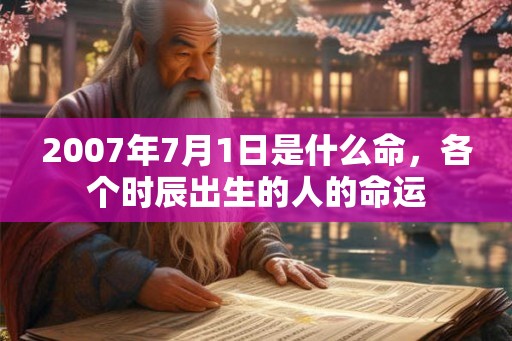 2007年7月1日是什么命，各个时辰出生的人的命运
