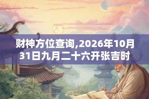 财神方位查询,2026年10月31日九月二十六开张吉时