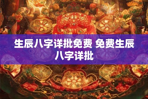 生辰八字详批免费 免费生辰八字详批