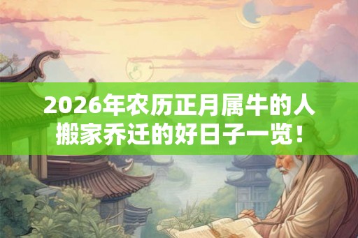2026年农历正月属牛的人搬家乔迁的好日子一览！