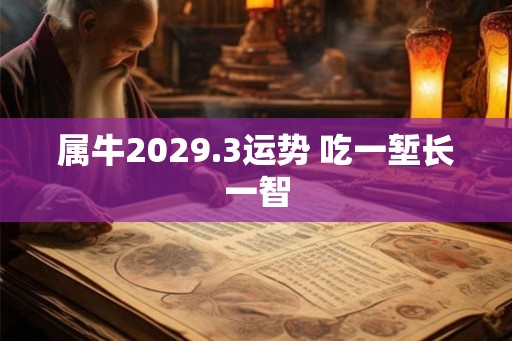 属牛2029.3运势 吃一堑长一智 属牛2029.3运势 吃一堑长一智