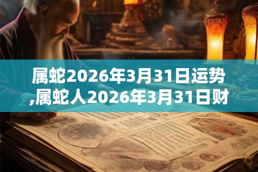 属蛇2026年3月31日运势,属蛇人2026年3月31日财运,生肖蛇2026年3月31日运势
