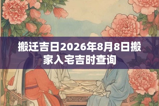 搬迁吉日2026年8月8日搬家入宅吉时查询