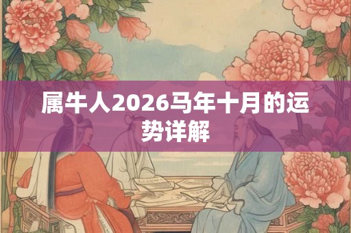 属牛人2026马年十月的运势详解