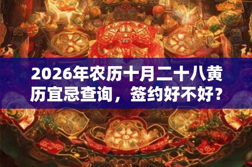 2026年农历十月二十八黄历宜忌查询，签约好不好？