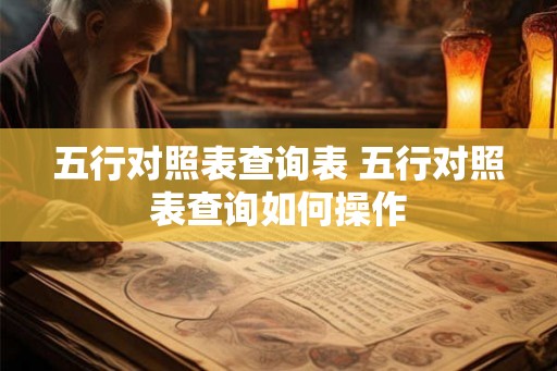 五行对照表查询表 五行对照表查询如何操作